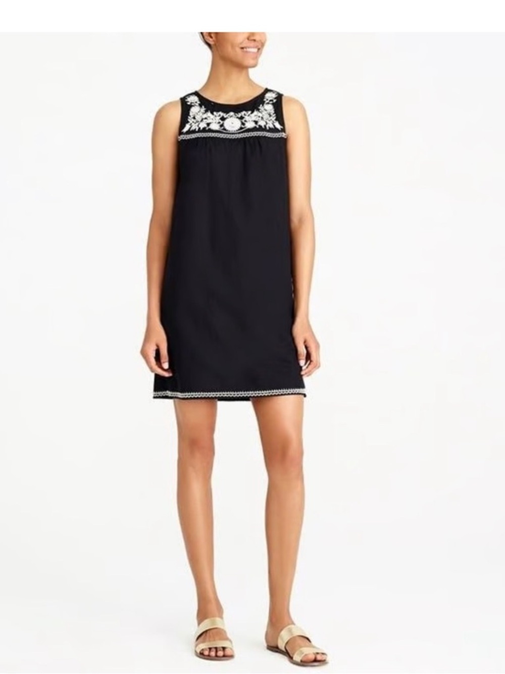 J. Crew Factory | Linen Cotton Embroidered Sleeveless Dress Small Black